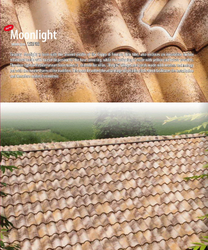 Pantile stylized as old roof tile.